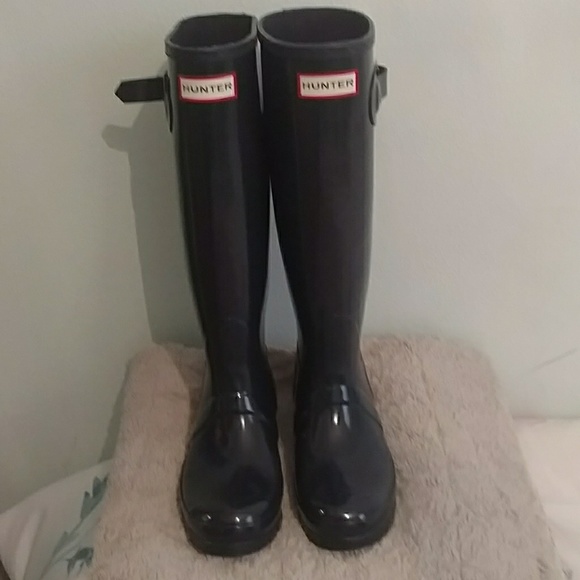 Hunter Shoes - Hunter Boots navy blue gloss